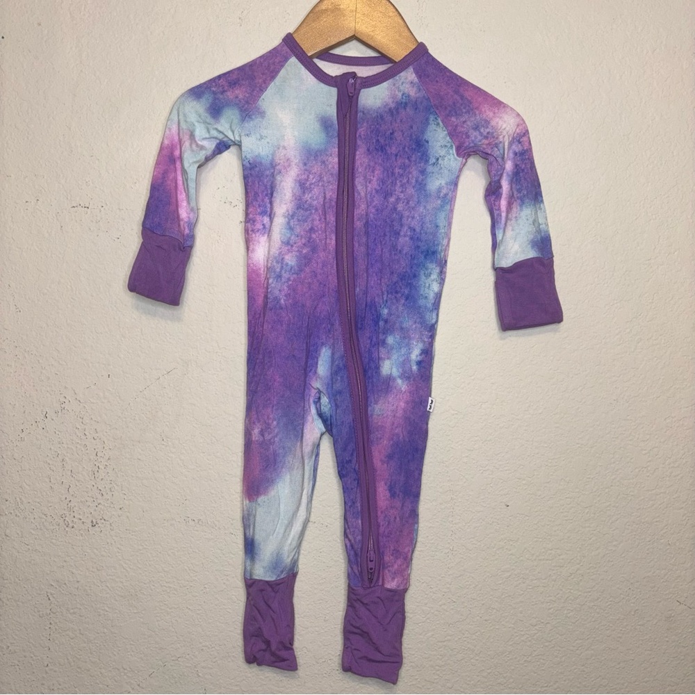 Little Sleepies Purple Tie-Dye Kids One-Piece Zipper sleeper, size 3-6 months